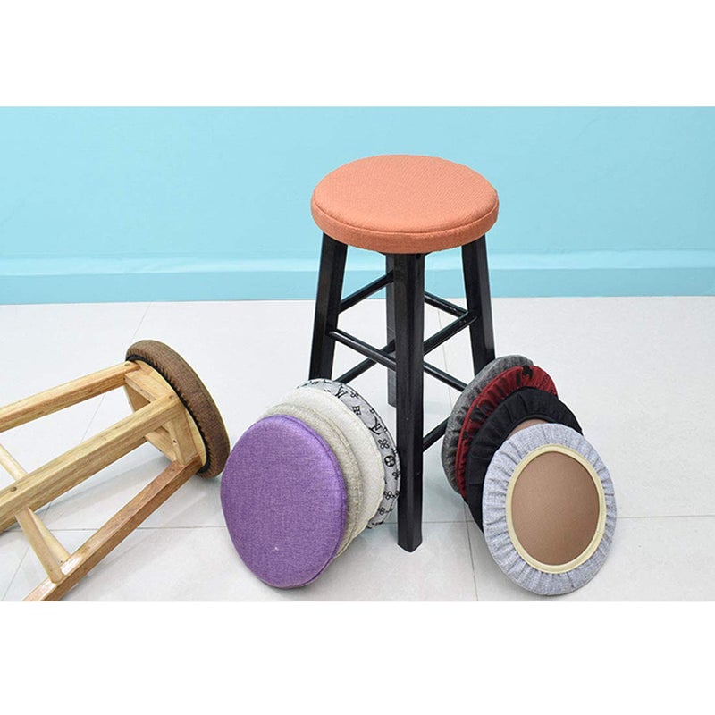 Levoberg Round bar Stool Covers Linen Sponge bar Stool Cushions Round Chair seat slipcovers 13inch/33cm ï¼ƒ2 - Image 3